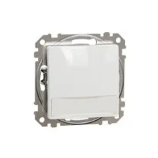 Schneider Electric Sedna Design Egypólusú nyomó, kék jelzőfénnyel, cimketartóval, rugós bekötés, 12V, fehér villanyszerelés