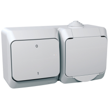Schneider Electric Zrt. Schneider Cedar 2P+F csatlakozóaljzat, kétpólusú kapcsolóval, IP44, fehér (Plus) villanyszerelés