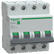 Schneider Electric Zrt. Schneider Easy9 Pro kismegszakító 4P C 16A (EZ9F57416) villanyszerelés