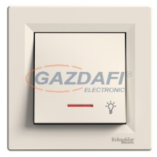 SCHNEIDER EPH1800123 ASFORA Egypólusú nyomókapcsoló, jelzőfényes, lámpajel, rugós bekötés, bézs villanyszerelés