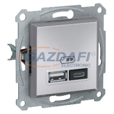 SCHNEIDER EPH2700361 ASFORA Dupla USB töltő, 2.4A, A+C, alu villanyszerelés