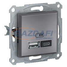 SCHNEIDER EPH2700362 ASFORA Dupla USB töltő, 2.4A, A+C, acél villanyszerelés