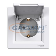 SCHNEIDER EPH3100121 ASFORA 2P+F csatlakozóaljzat, csapfedeles, csavaros, kerettel, fehér villanyszerelés