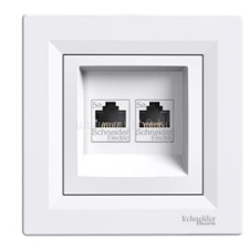 SCHNEIDER EPH4400121 ASFORA Fehér 2xRJ45 Cat5e UTP aljzat (SCHNEIDER_EPH4400121) kábel és adapter