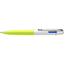 SCHNEIDER Golyóstoll, 0,5 mm, nyomógombos, négyszínű, SCHNEIDER "Take 4 Neon", sárga-fehér toll