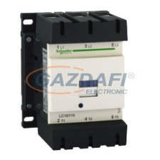  SCHNEIDER LC1D115R7 AC mágneskapcsoló, 55kW/115A (400V, AC3), csavaros csatlakozás, 1Z+1NY villanyszerelés