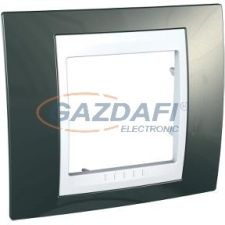 SCHNEIDER MGU6.002.824 UNICA Plus egyes keret, fehér betéttel, pezsgőszürke villanyszerelés