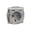 SCHNEIDER MTN2367-0460 MERTEN 2P+F aljzat, GYV, kettős USB töltővel, rugós bekötés, 16A / 3A, A+C, alumínium