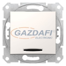 SCHNEIDER SDN1600123 SEDNA Egypólusú nyomó, kék jelzőfénnyel, rugós bekötés, 10A, krém villanyszerelés