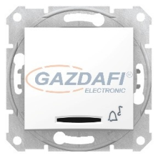 SCHNEIDER SDN1600421 SEDNA Egypólusú nyomó, kék jelzőfénnyel, csengőjellel, rugós bekötés, 10A, fehér villanyszerelés