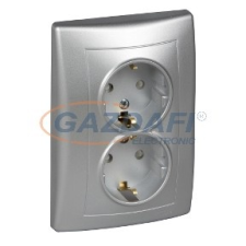 SCHNEIDER SDN3000460 SEDNA 2x2P+F csatlakozóaljzat gyermekvédelemmel, csavaros bekötés, 16A, alumínium villanyszerelés