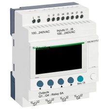 SCHNEIDER SR2B121FU LCD kijelzős, 12 I/O, relés, óra, 230VAC villanyszerelés
