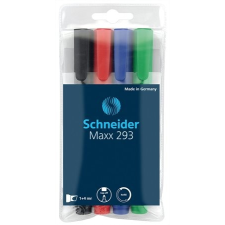 SCHNEIDER Tábla- és flipchart marker készlet, 1-4 mm, vágott,"Maxx 293", 4 különböző szín filctoll, marker