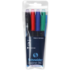 SCHNEIDER Tűfilc készlet, 0,4 mm, SCHNEIDER &quot;Topliner 967&quot;, 4 különböző szín filctoll, marker