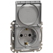 SCHNEIDER ÚJ SEDNA 2P+F csatlakozóaljzat biztonsági zsaluval, csapófedeles, csavaros bekötés, 16A, alumínium villanyszerelés