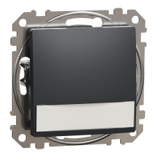 SCHNEIDER ÚJ SEDNA Egypólusú nyomó, kék jelzőfénnyel, cimketartóval, rugós bekötés, 12V, antracit villanyszerelés