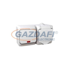 SCHNEIDER WDE000501 CEDAR PLUS 2P+F csatlakozóaljzat, egypólusú jelzőfényes kapcsolóval, IP44, fehér villanyszerelés