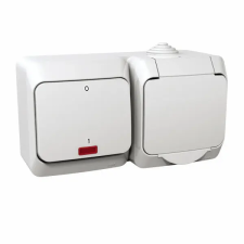 SCHNEIDER WDE000503 CEDAR PLUS 2P+F csatlakozóaljzat, kétpólusú jelzőfényes kapcsolóval, IP44, fehér villanyszerelés