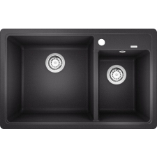 Schock BLANCO LEGRA 8 kétmedencés gránit mosogató, szifonnal, fekete-szemcsés, beépíthető mosogatótálca