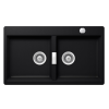 Schock Horizont N-200 Cristadur Puro kétmedencés gránit mosogató, automata szűrőkosár, szifonnal, fekete, beépíthető