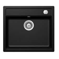 Schock Mono N-100 Cristadur Magma egymedencés gránit mosogató automata dugóemelő, szifonnal, fekete-szemcsés, beépíthető mosogatótálca