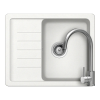 Schock Pinedo D-100XS konyhai mosogatótálca 620 x 500 mm Cristalite Alpina, fehér és Schock Prima konyhai csaptelep rozsdamentes acél, beépíthető