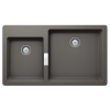 Schock Signus N-175 Cristadur Silverstone kétmedencés gránit mosogató, szűrőkosár, szifonnal, sötétszürke, beépíthető