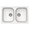 Schock Viola N-200S Cristalite Alpina kétmedencés gránit mosogató, szifonnal, fehér, beépíthető