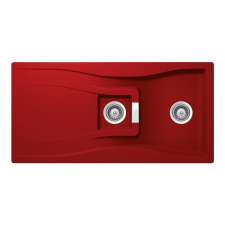 Schock Waterfall D-150 Cristadur Rouge gránit mosogatótálca, szifonnal, piros, beépíthető mosogatótálca