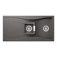 Schock Waterfall D-150 Cristadur Silverstone gránit mosogatótálca, szifonnal, sötétszürke, beépíthető mosogatótálca