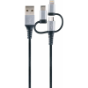 Schwaiger Ladekabel USB 2.0 A>3-in-1    1,5m schwarz/silber (LKU100533)