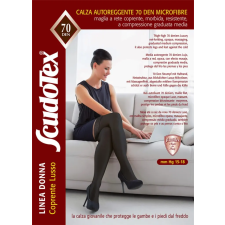 Scudotex 592 mikroszálas kompressziós combharisnya, 70 den, 15-18 Hgmm, fekete, II. (S) gyógyászati segédeszköz