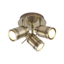 SEARCHLIGHT Samson sárgaréz fürdőszobai mennyezeti spotlámpa (SL-6603AB) GU10 3 izzós IP44 világítás