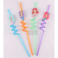  Sellő,hableány csavart műanyag szívószál 4 db/csomag sütés és főzés