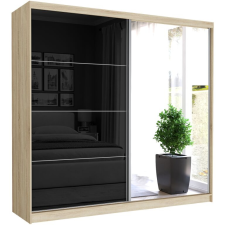  Selvio III. Gardróbszekrény 233x218x60 fekete üveggel - sonoma bútor