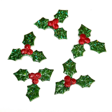  Selyem magyallevél bogyóval, 5db/cs. Mérete: 3,7x3cm. dekorációs kellék