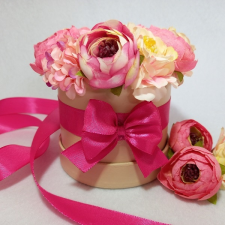  Selyemvirág box - Rózsaszín tavasz dekoráció