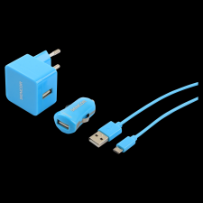 Sencor SCO 516-000BL USB KIT: Autós töltő + Hálózati töltő + töltőkábel 1m - Kék mobiltelefon kellék