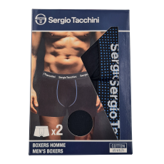  Sergio Tacchini férfi pamut boxeralsó - 2 db/csomag - fekete fehér felirattal - XXL
