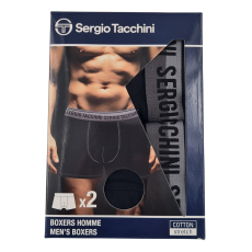  Sergio Tacchini férfi pamut boxeralsó - 2 db/csomag - fekete fekete felirattal - XL
