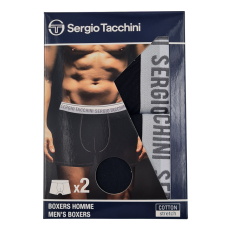  Sergio Tacchini férfi pamut boxeralsó - 2 db/csomag - fekete szürke felirattal - XXL