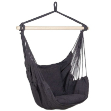 Sersimo Függesztett hinta függőágy otthonra vagy kertre, sötétszürke párnákkal, 130x100cm, 150kg kerti bútor