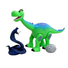 Sétáló, világító és zenélő brontosaurus kobrával és kisegér alakú távirányítóval elektronikus játék