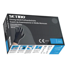 SETINO Gumikesztyű Setino Nitril -XS-100db Fekete fodrászkellék