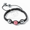  Shamballa karkötő 1 kristály + 2 csakragolyó pink jwr-1532