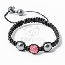  Shamballa karkötő 1 kristály + 2 csakragolyó pink jwr-1532 karkötő
