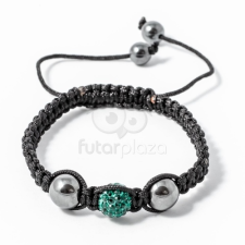 Shamballa karkötő 1 kristály + 2 csakragolyó zöld jwr-1535 karkötő