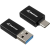 Sharkoon officepal USB-A apa - USB-C anya és USB-A anya - USB-C apa adapter - Fekete