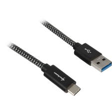 Sharkoon USB-A apa - USB-C apa 3.2 Adat és töltő kábel - Fekete/szürke (0,5m) (4044951027033) kábel és adapter