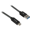 Sharkoon USB-A apa - USB-C apa 3.2 Adat és töltő kábel - Fekete/szürke (1m)